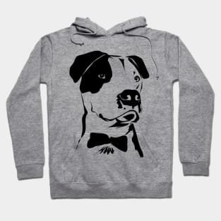 Cute Pit Bull Drawing in Black and White with a Bow Tie Hoodie